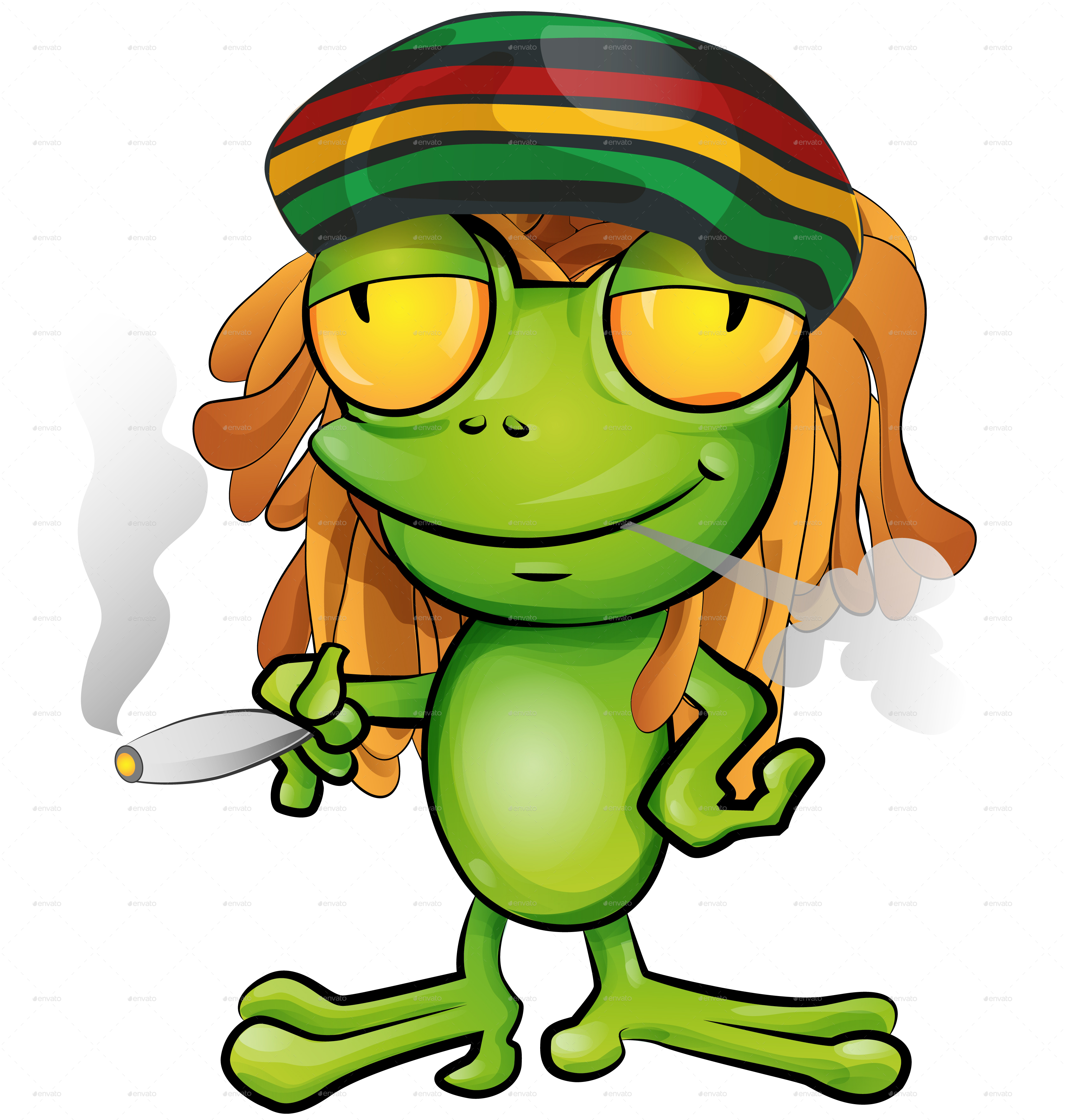 6 Jamaican Character Mascot Cartoon With Marijuana Cigarette by doomko